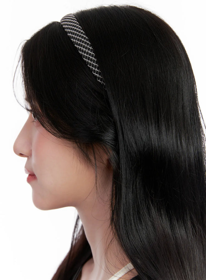 plaid-tweed-headband-cl516 / Beige