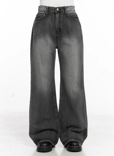 yunah-washed-semi-wide-jeans-co524 / Black