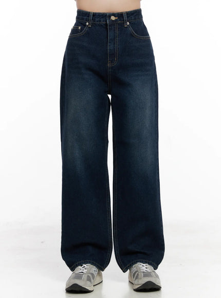 shiloh-washed-semi-wide-jeans-co524 / Dark blue
