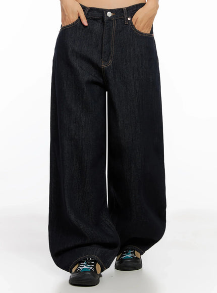 lena-dark-wash-wide-leg-jeans-ig527 / Dark blue