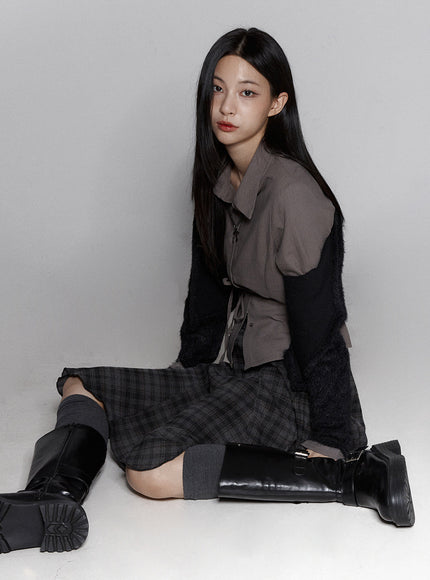 cotton-strap-collar-shirt-cn426 / Dark gray