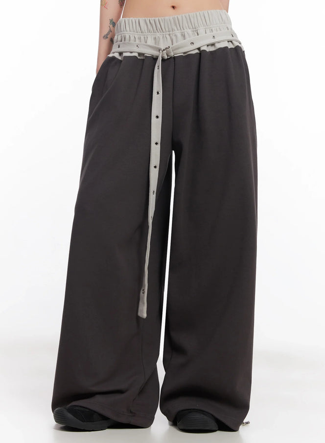 eyelet-belted-trousers-ic503 / Dark gray