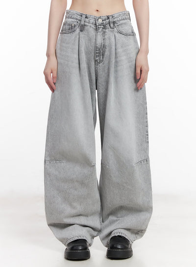 melisa-washed-wide-fit-jeans-cu506 / Gray