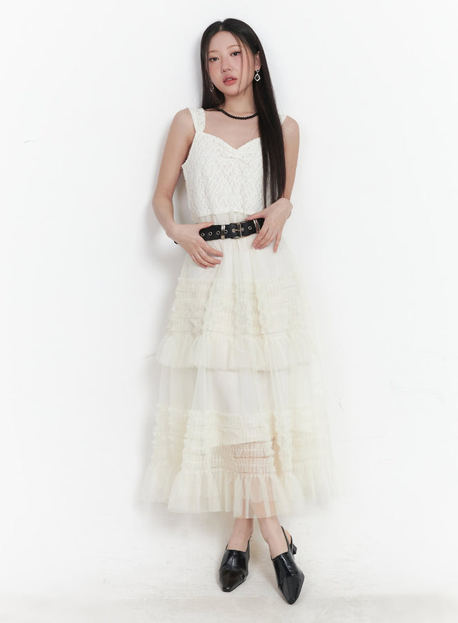 sweetheart-ruffle-lace-maxi-dress-im528 / Light beige