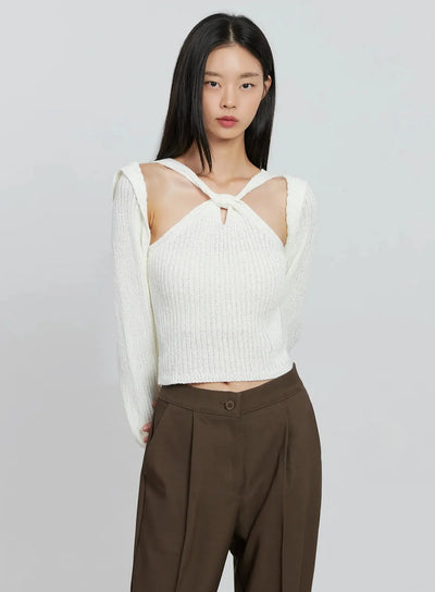 classic-knit-bolero-cardigan-io530 / Light beige