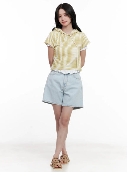 casual-light-wash-denim-shorts-cl516 / Light blue