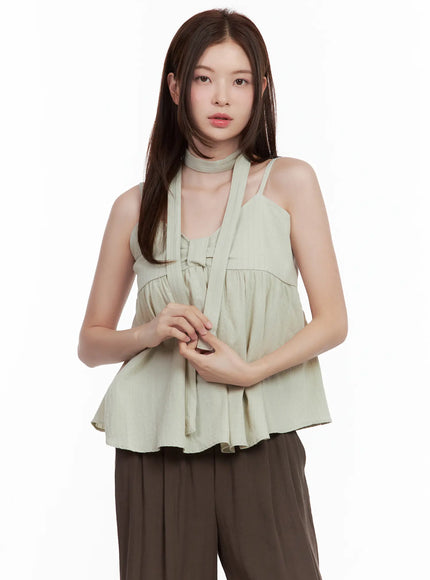 ribbon-tie-tank-scarf-set / Light green