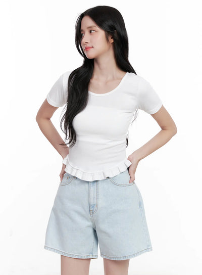 ruffle-scoop-neck-top-cl516 / White