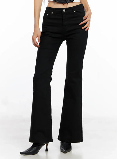 paris-studded-bootcut-cotton-pants-co528 / Black