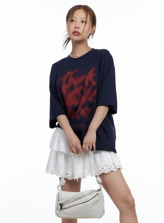 oversized-graphic-short-sleeve-tee-cl514 / Dark blue