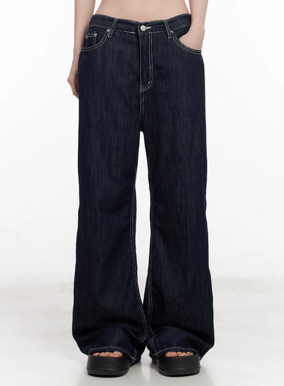 miyeon-wide-leg-denim-jeans-cl501 / Dark blue