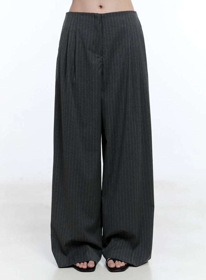 wide-leg-pinstripe-pants-cu513 / Dark gray