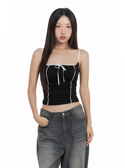 lace-trim-shirred-ribbon-camisole-cl508