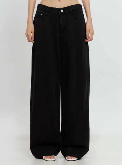 jieun-black-wide-leg-jeans-il528 / Black