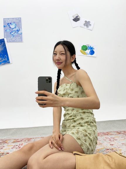 Unbalanced Strap Mini Dress CY308