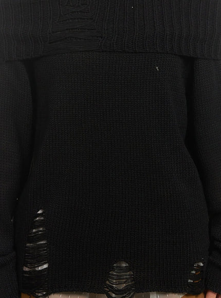 Off-Shoulder Distressed Sweater IM525