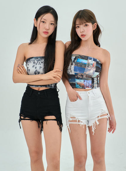 Slim Fit Ripped Shorts BY303