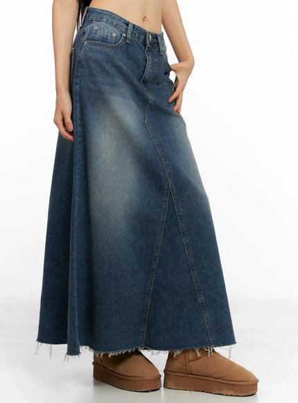 Flare Denim Maxi Skirt CO529