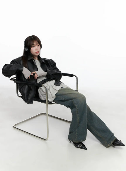 Shelby Vintage Washed Wide-Leg Jeans CO520