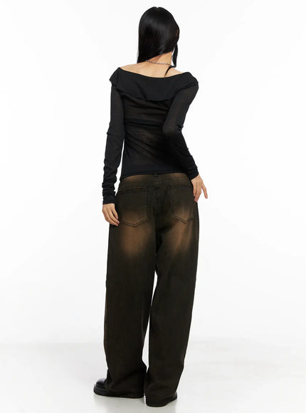 Analia Washed Wide-Leg Jeans CO529