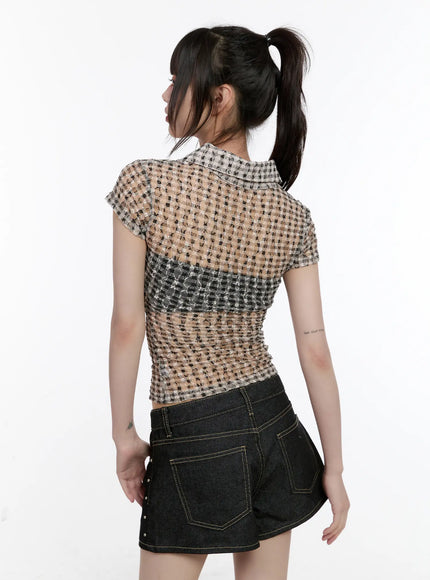 sheer-checked-collar-tee-cl504