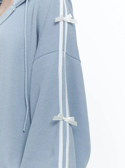 Contrast Oversized Zip-Up Hoodie IO527