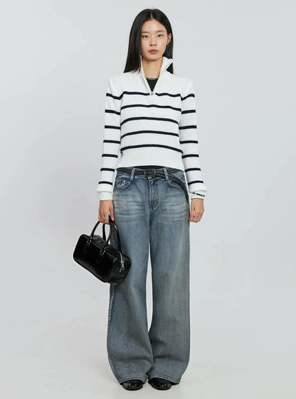 Amora Vintage Washed Wide-leg Jeans IO530