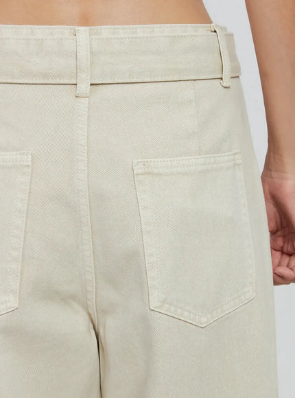 Wide Leg Cotton Belted Trousers IO530