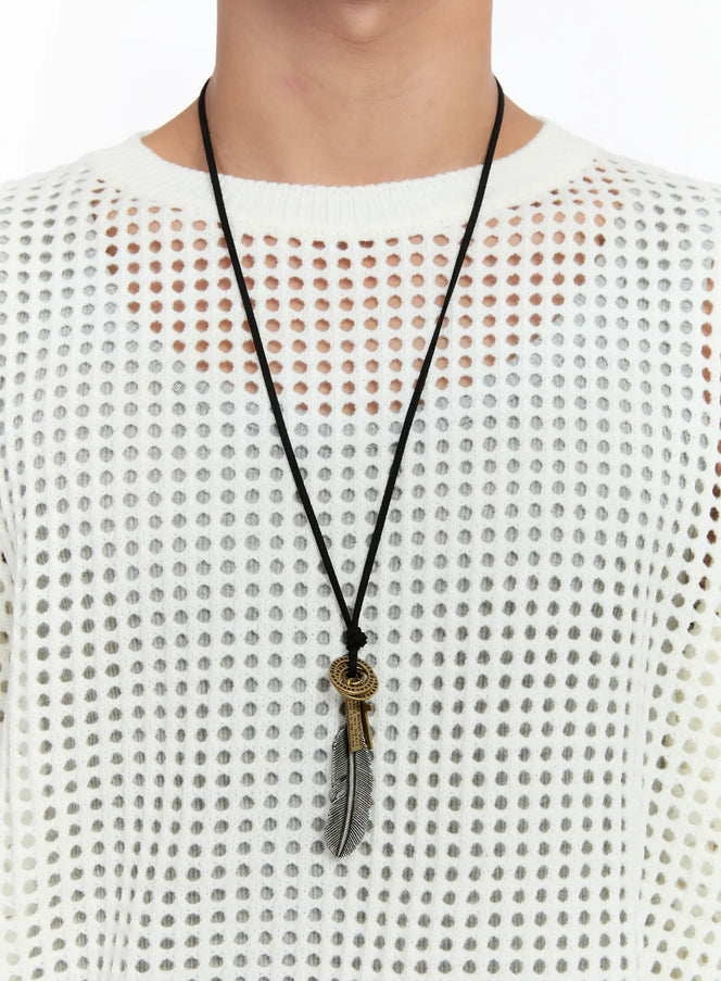 rustic-feather-necklace-is529 / Silver