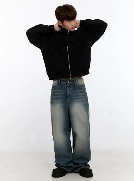 mens-classic-two-way-zip-up-jacket-is529 / Black