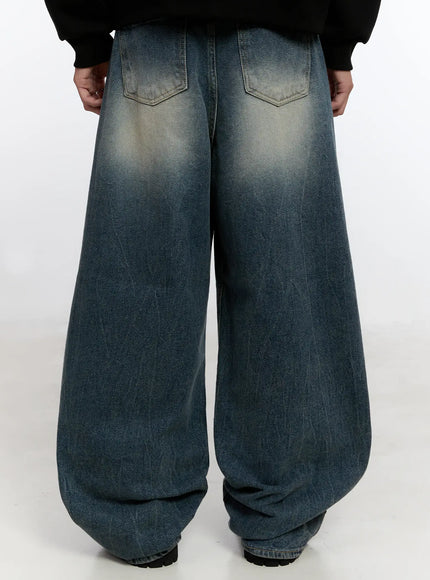 Men's Vintage Wash Baggy Jeans IS529