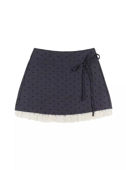 rustic-dot-lace-skirt-io520 / Dark gray