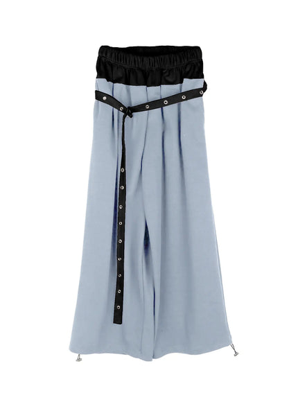 eyelet-belted-trousers-ic503 / Gray