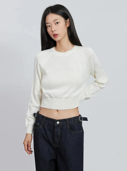 Side Button Cropped Knit IO530