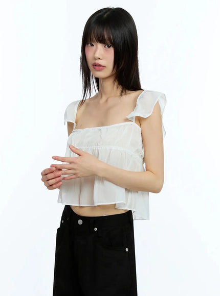 square-neck-flared-crop-top-iu523 / White
