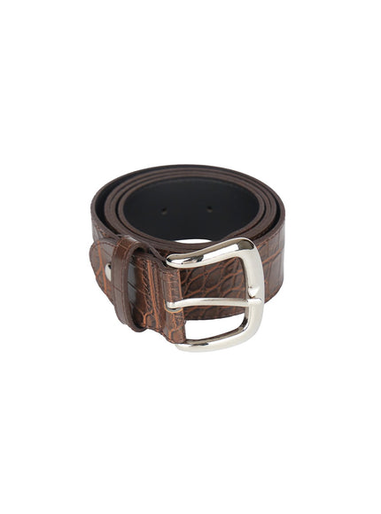classy-textured-buckle-belt-iy529 / Brown