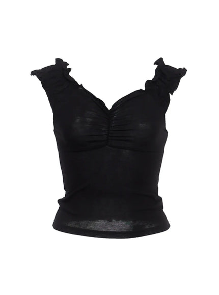 shirred-frill-tank-ic503 / Black