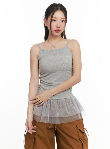 polka-dot-layering-skirt-cami-top-im525 / Gray