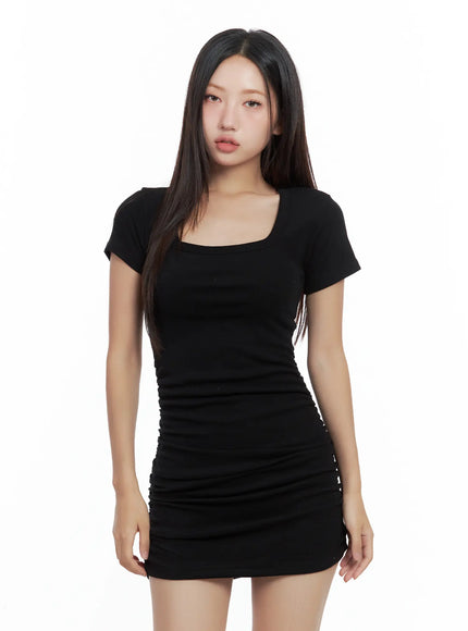 shirred-square-neck-mini-dress-cl508
