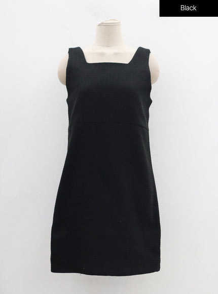 Square Neck Sleeveless Tweed Mini Dress OD29