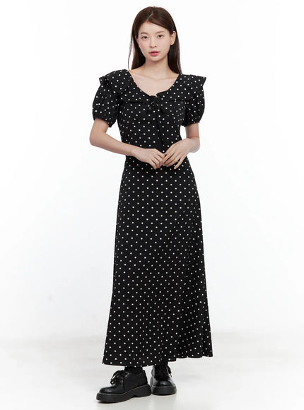 vintage-inspired-polka-dot-dress / Black