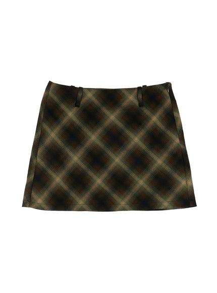 a-line-plaid-mini-skirt-co523 / Dark green
