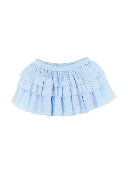 floral-embroidered-ruffle-mini-skirt-cl509 / Light blue