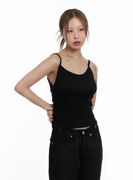 shirred-tank-top-cl511 / Black