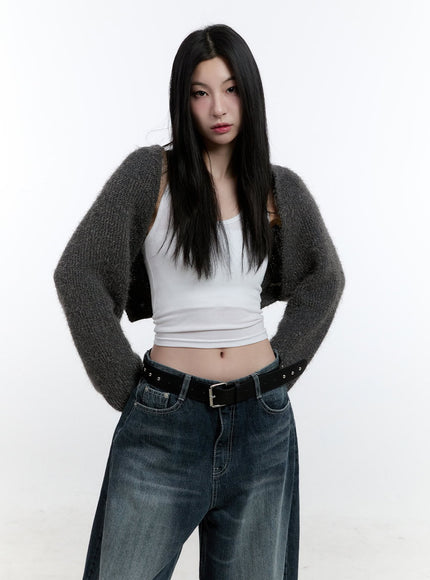 classic-bolero-knit-cardigan-cj520 / Dark gray