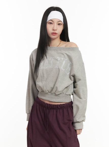 soft-cotton-graphic-cropped-sweatshirt-cf514 / Gray