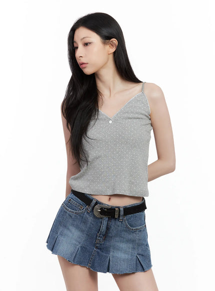 v-neck-polka-dot-tank-top-cl501 / Gray