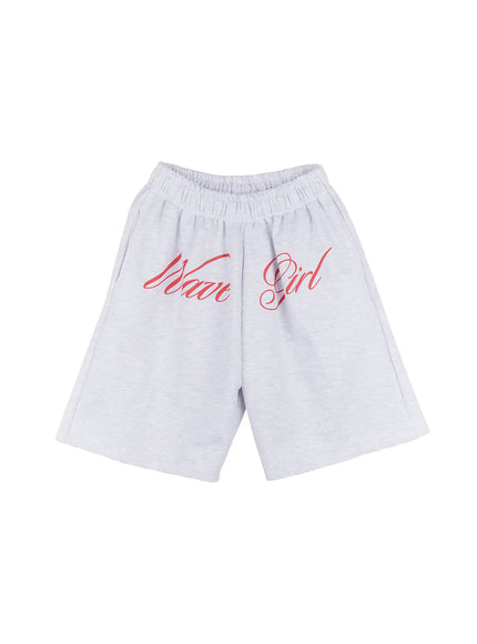 graphic-print-bermuda-sweatshorts-cl501 / Light gray