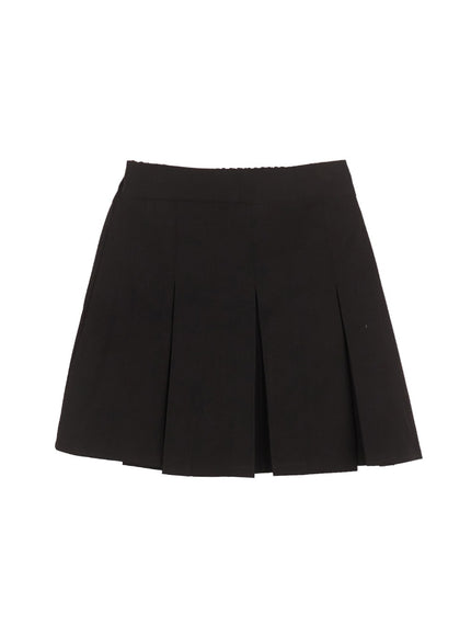 high-waisted-pleated-mini-skirt-ca502 / Black
