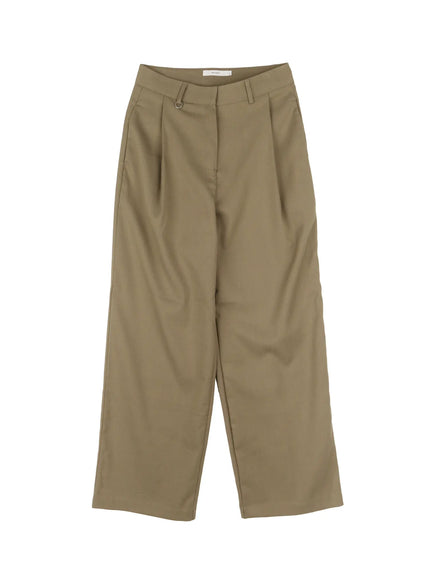 wide-leg-d-ring-slacks-co529 / Dark green